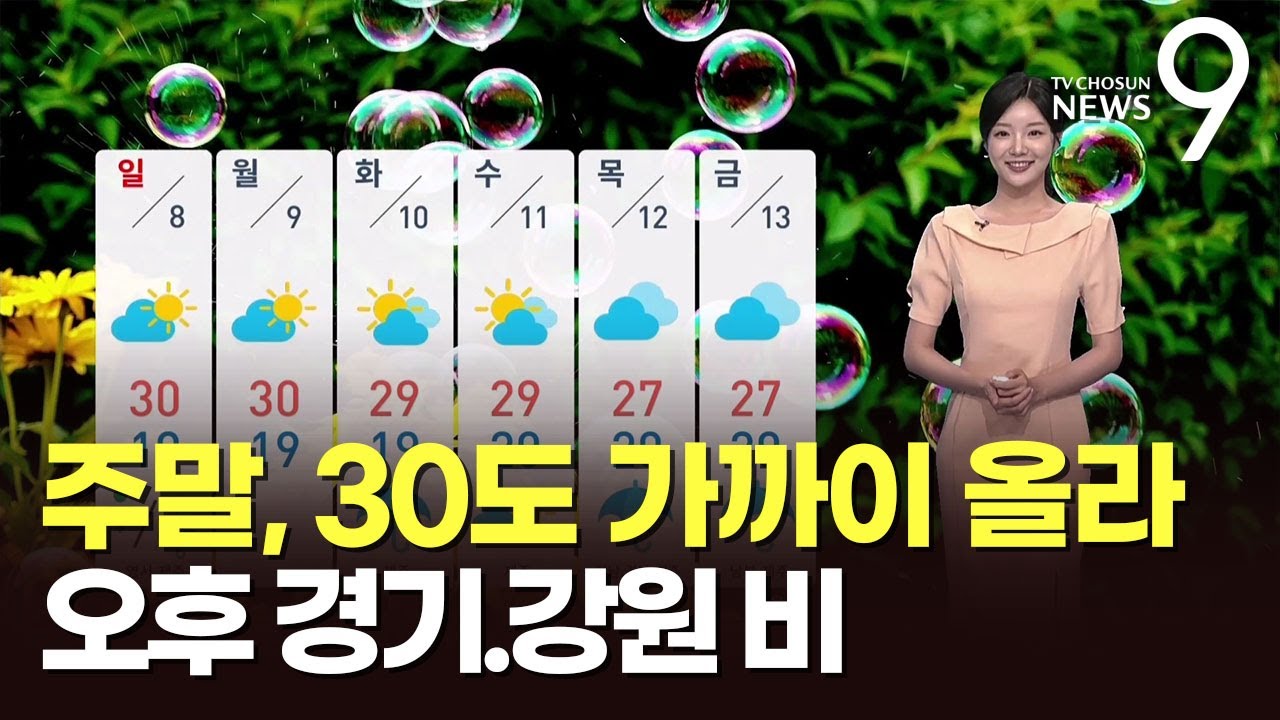 [날씨] 주말, 30도 가까이 올라…오후 경기.강원 비 [뉴스9]
