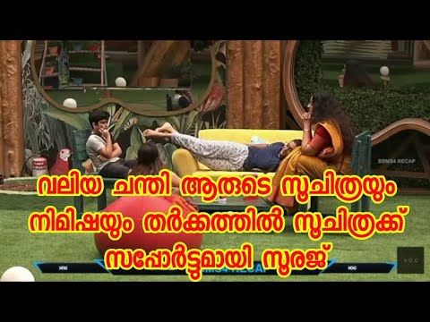 വലിയ ചന്തി ആരുടെ സൂചിത്രയും നിമിഷയും തർക്കത്തിൽ വലിയ പോയിന്റ് നൽകി സൂരജ്