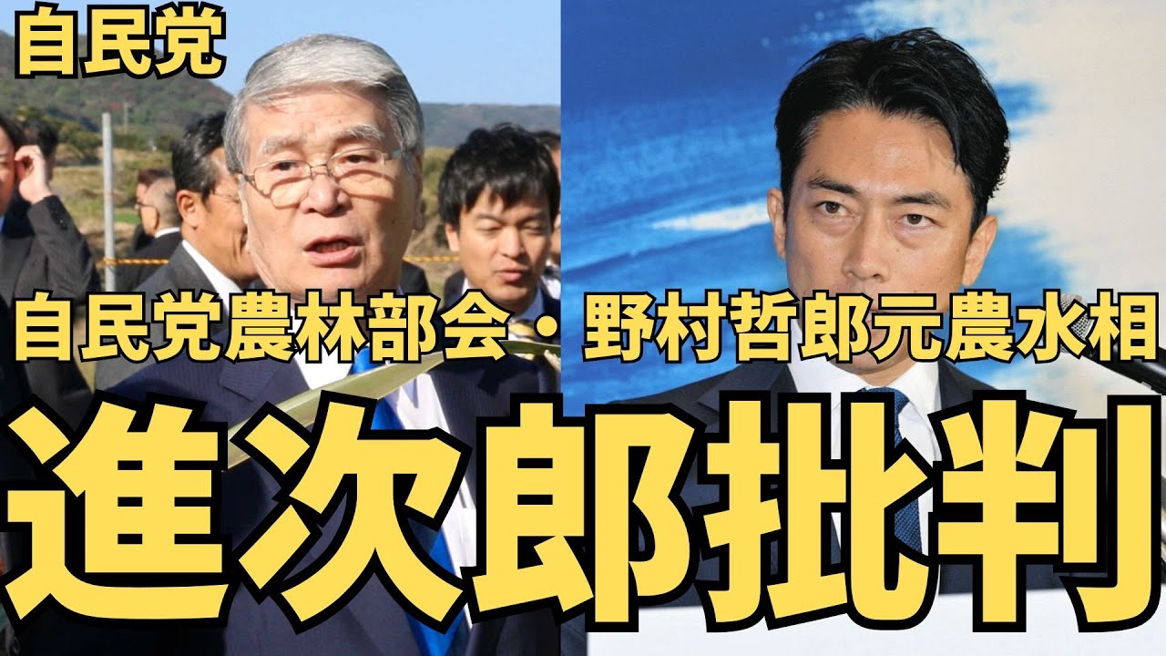 自民党農林部会・野村哲郎元農水相進次郎批判