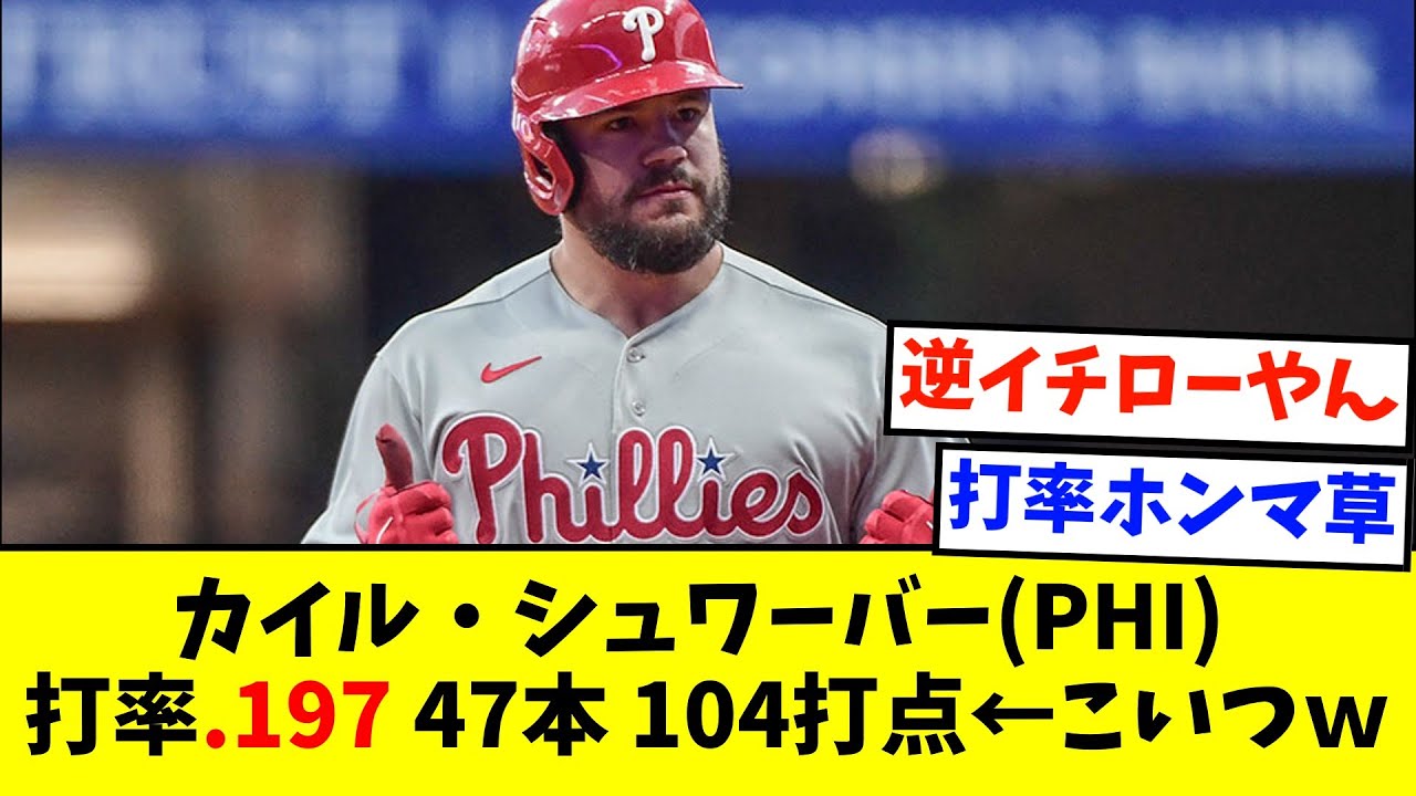 カイルシュワーバーとかいう逆イチローの成績ｗｗｗ