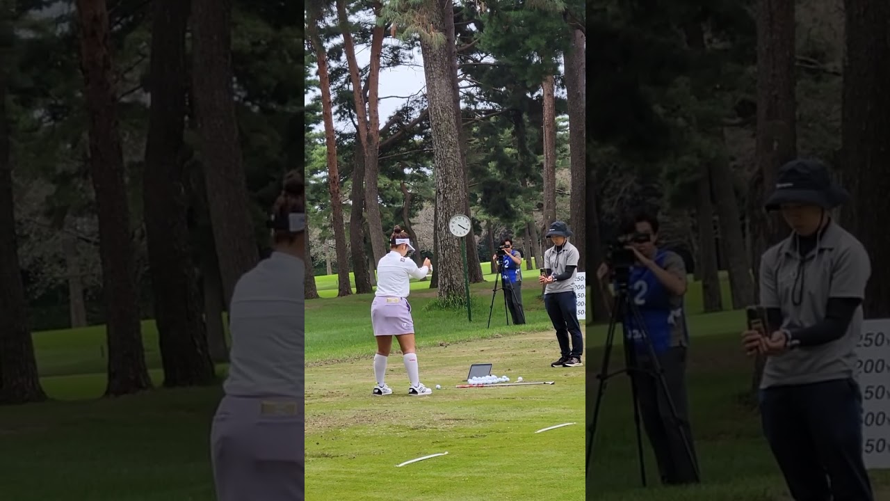 山下美夢有　日本女子オープン２０２４　３日目終了後　ドライビングレンジ　シャドウスイング
