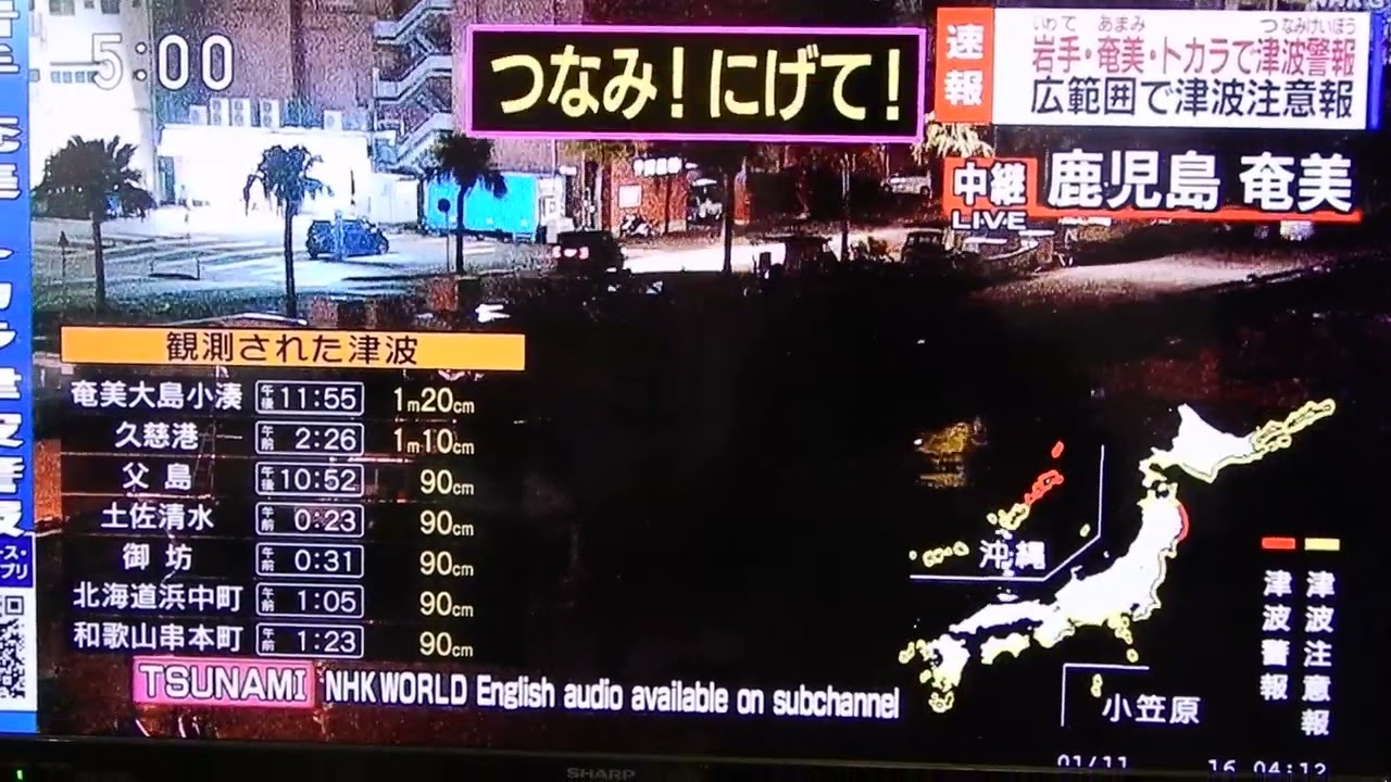 火山津波警報は史上初めて  Volcanic tsunami warning