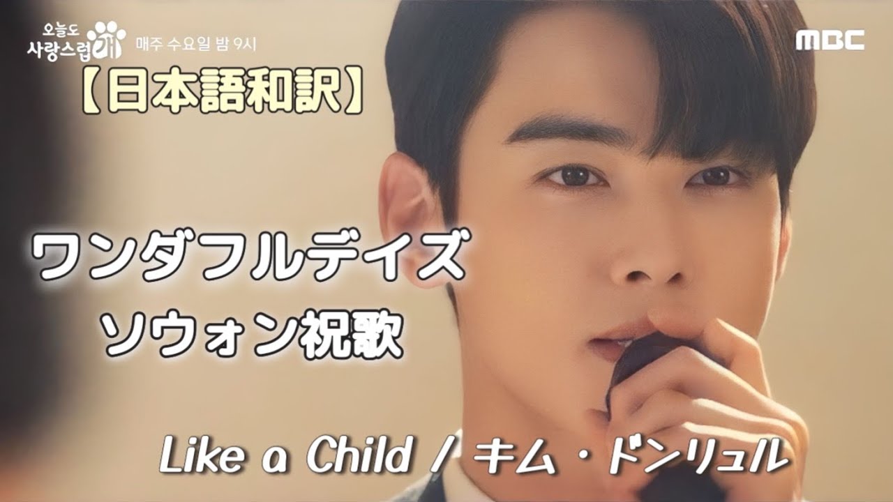 【チャウヌ/日本語和訳】ワンダフルデイズ🐶ソウォン祝歌（ Like a Child /キム・ドンリュル）