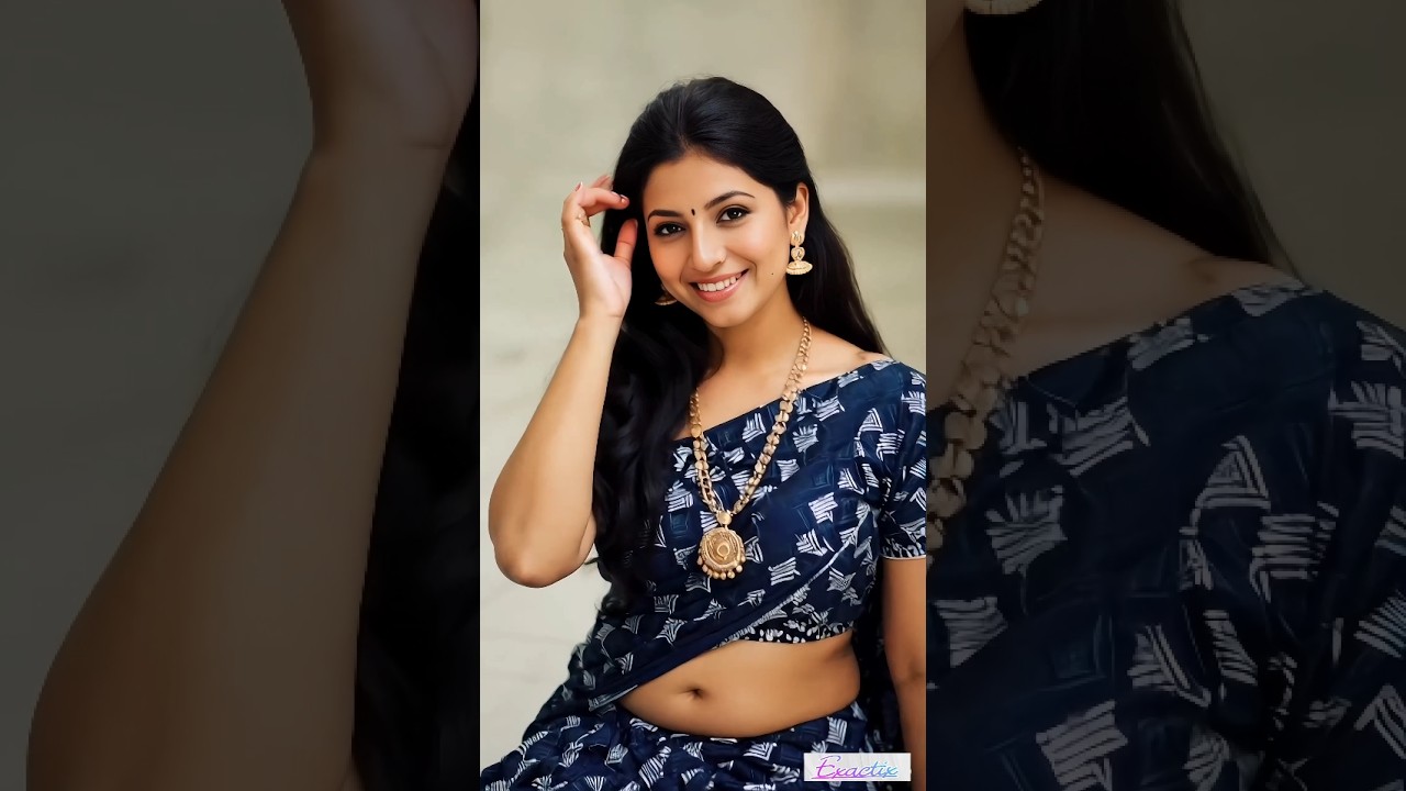 ✨ Traditional Elegance in Blue Saree | South Indian Beauty Look | Ethnic Glam Photoshoot ✨