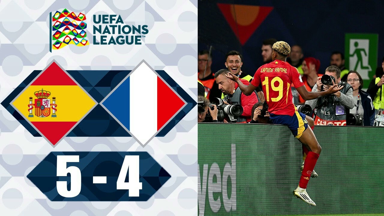 スペイン vs フランス | 5-4 | ハイライト | UEFAネーションズリーグ 2025 | フランス vs スペイン | ラミーヌ・ヤマルのゴール