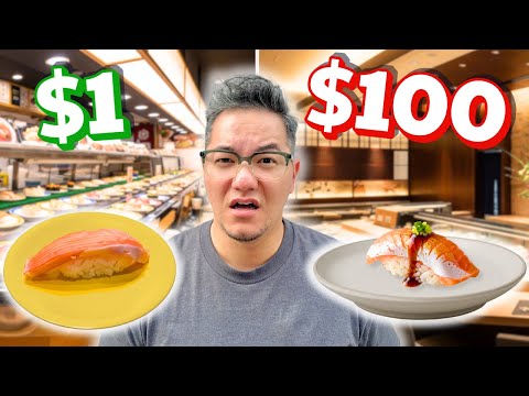$1 vs $100 Conveyor Belt Sushi in Tokyo