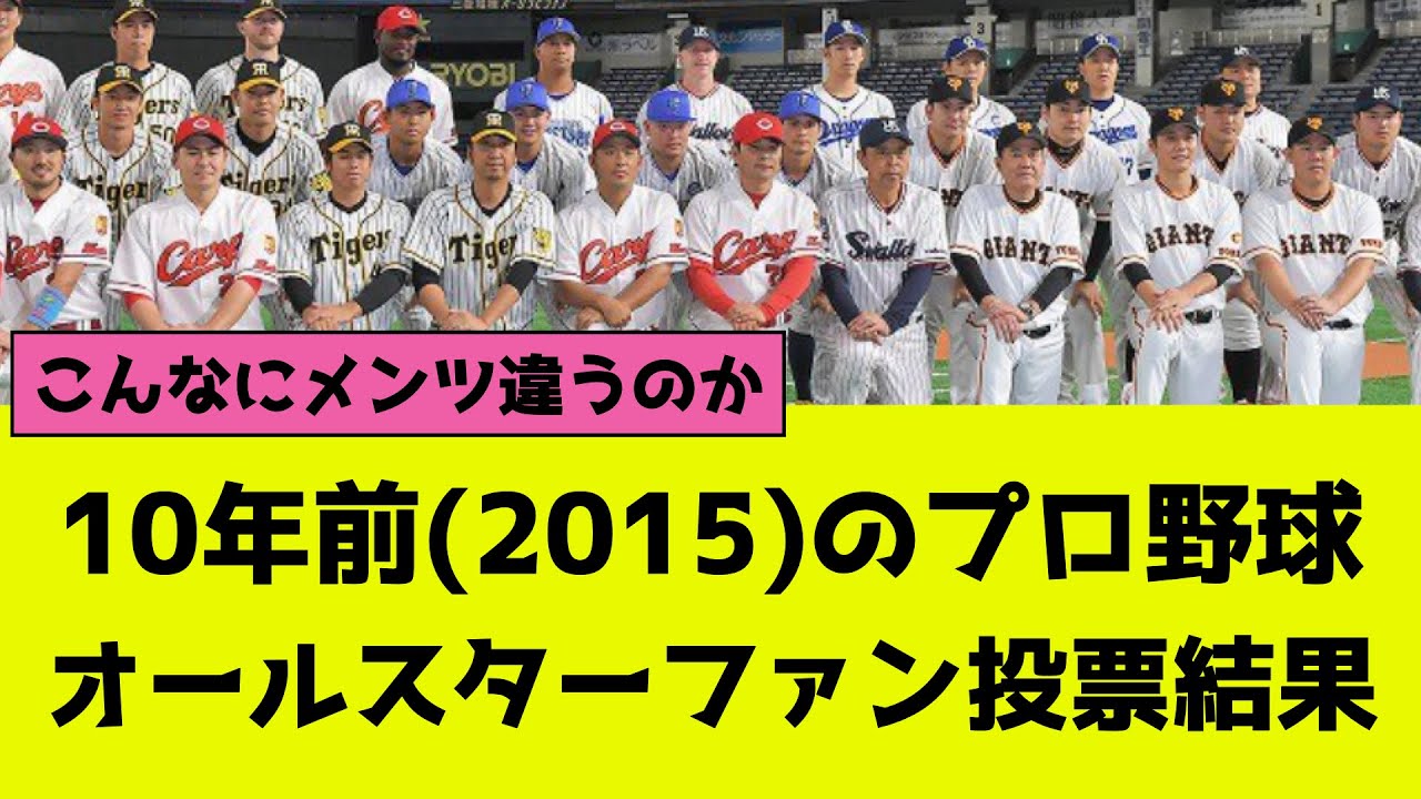 10年前(2015年)のプロ野球オールスターファン投票結果がこちら