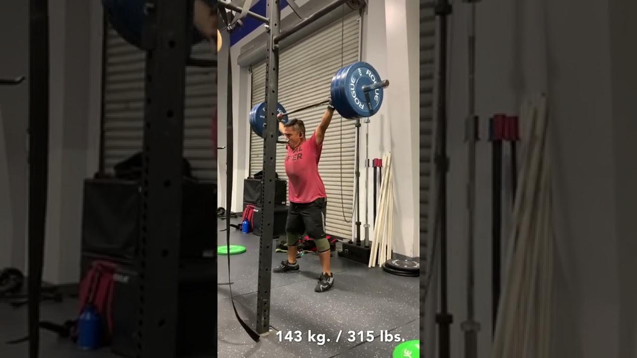 143 kg. / 315 lb. overhead squat @ 191 lbs. BW (NO BELT)