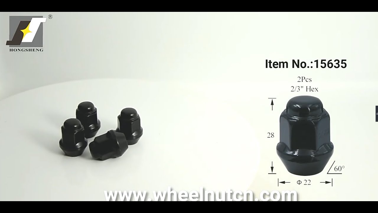 15635BK - Black Acorn Lug Nut - HONGSHEN