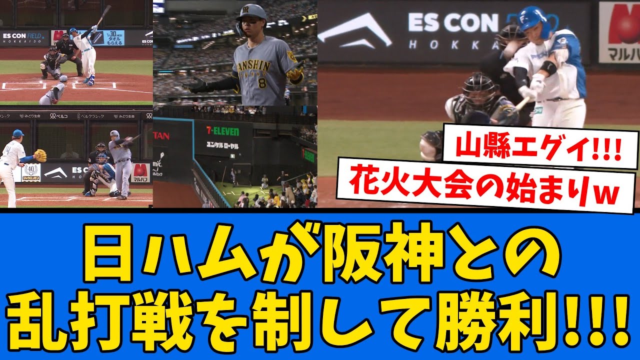 【勝利!!!】日ハム阪神で合計19安打5本の空中戦の制して勝利!!!!!!【プロ野球反応集】