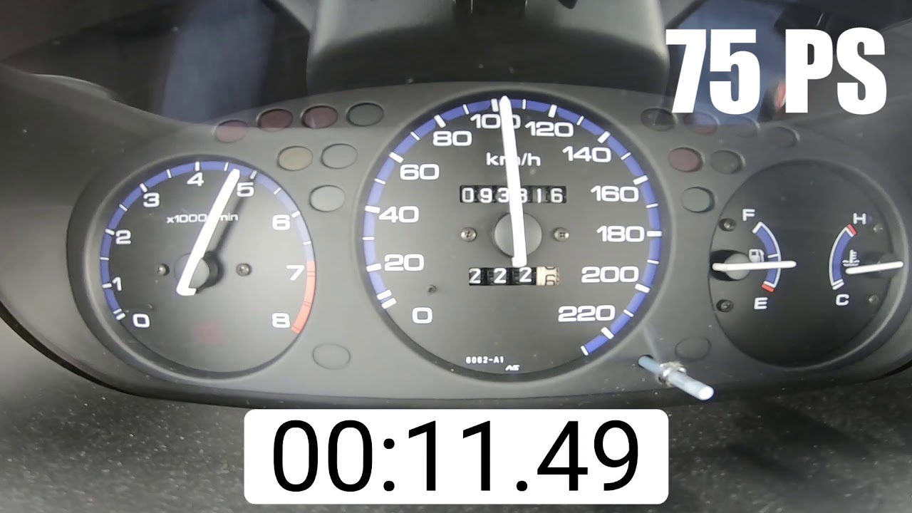 1996 Honda Civic EJ9 0-100 km/h - 75 to 90 HP Comparison