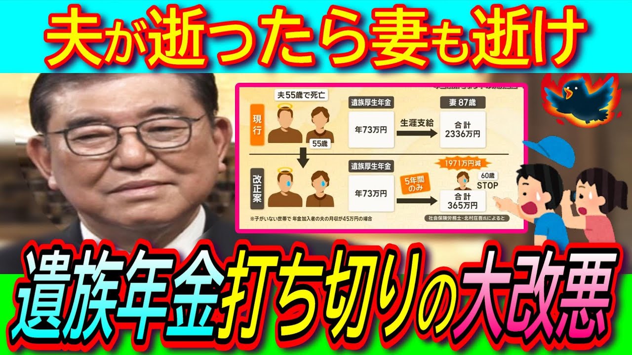 【超悲報】約2000万円の支給カット!?年金制度改革法案可決で遺族年金5年で打ち切り！【氷河期世代/国民年金/参議院選挙/厚生年金流用】