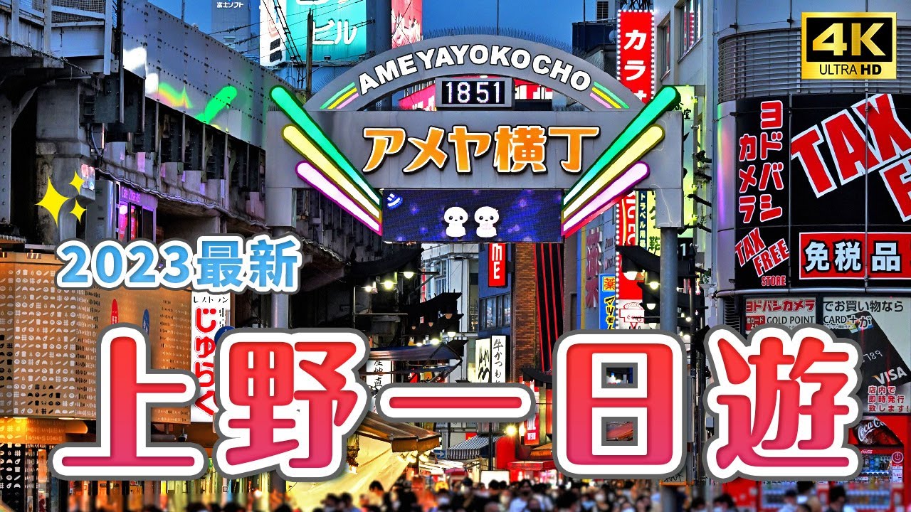 2023年上野自由旅行ガイド✨ドラッグパラダイスアメ横丁、上野恩賜公園、上野動物園、やまやとんかつ、二木製菓、竹井屋、和抹茶デザート、夏限定フラペチーノ｜東京自由旅行・日本旅行4K VLOG