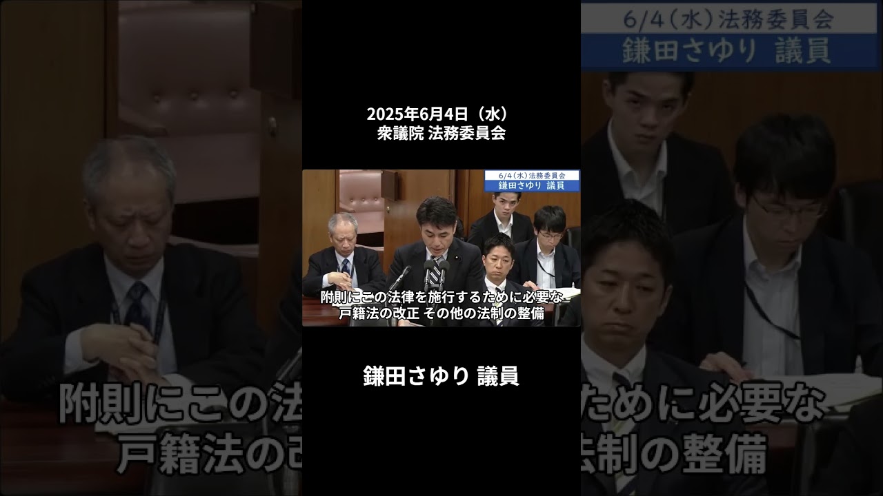 2025年6月4日「衆議院」法務委員会　鎌田さゆり議員
