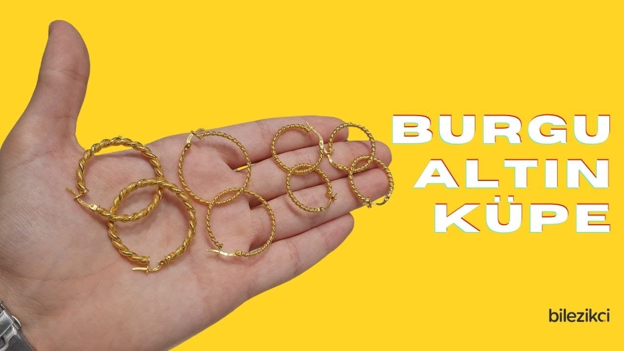 22 Ayar Altın Burgu Halka Küpeler #bilezikcicom