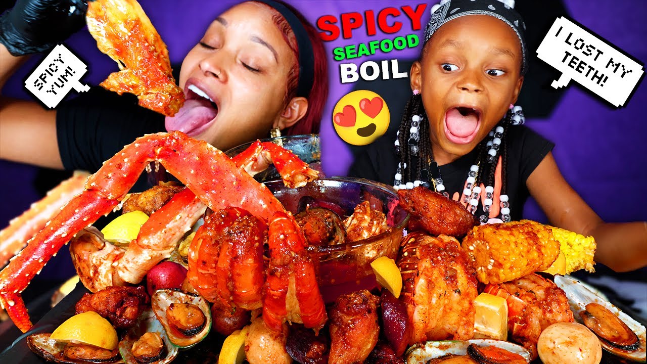 2X SPICY KING CRAB SEAFOOD BOIL MUKBANG WITH MY DAUGHTER LAYLA 먹방 | QUEEN BEAST