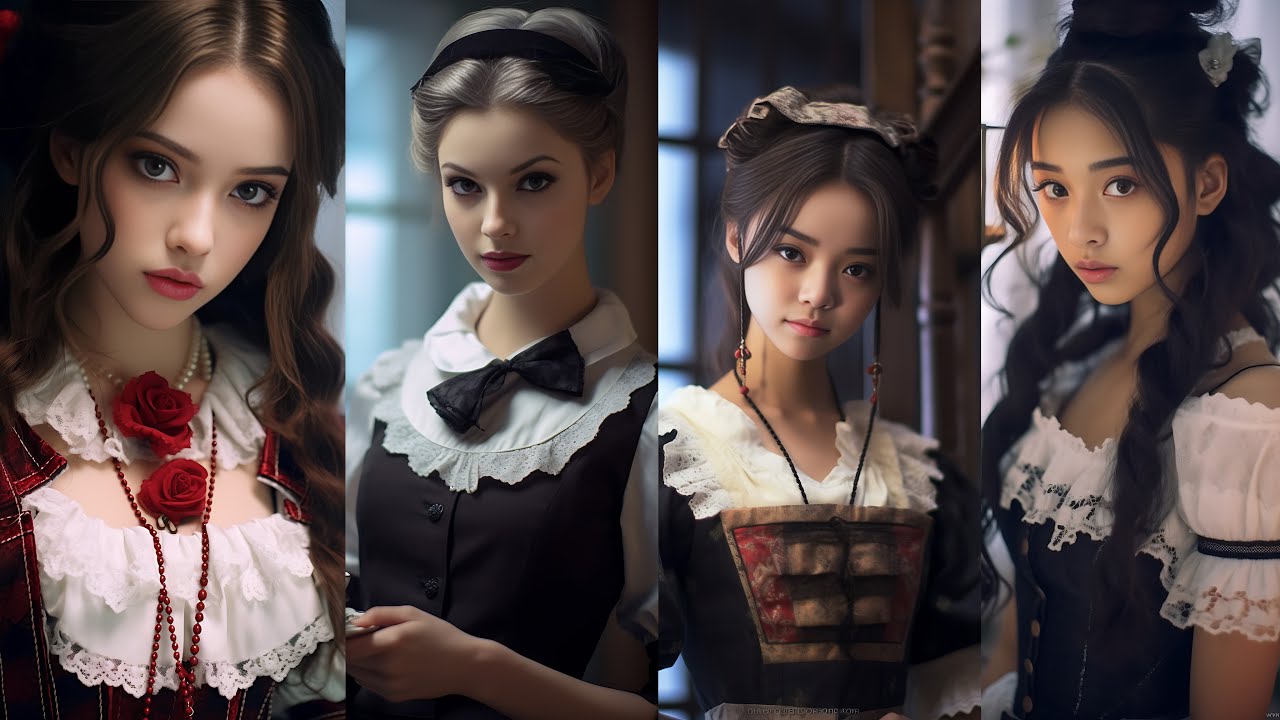 [4K] AI Art Lookbook - Traditional Maid Cosplay, European/Korean/Japanese Model Girls 룩북, ルックブック