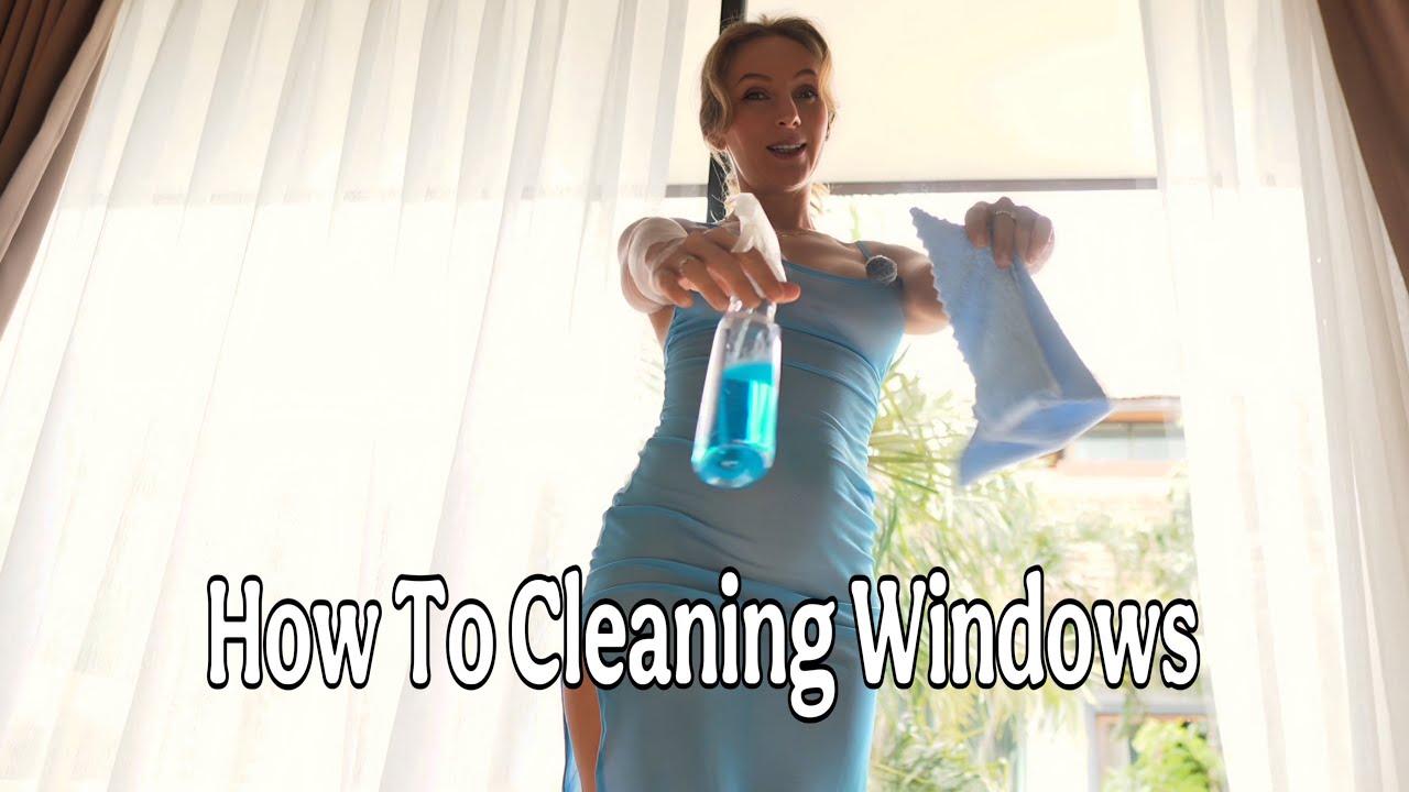 [4K] HOW TO CLEAN WINDOWS? | TRANSPARENT OUTFIT | CHALLANGE WITH DRESS HOUSEWIFE