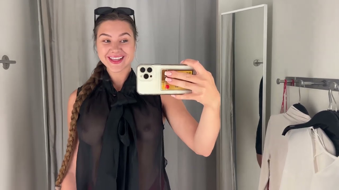 4K Try on haul   Transparent shirt #000