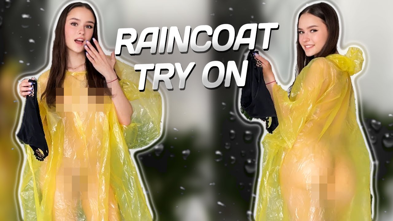 [4K USA] YELLOW RAINCOAT REVIEW! TRANSPARENT TRY ON HAUL AND MORE IDEAS! CUTE GIRL! NO BRA, NO PANTY