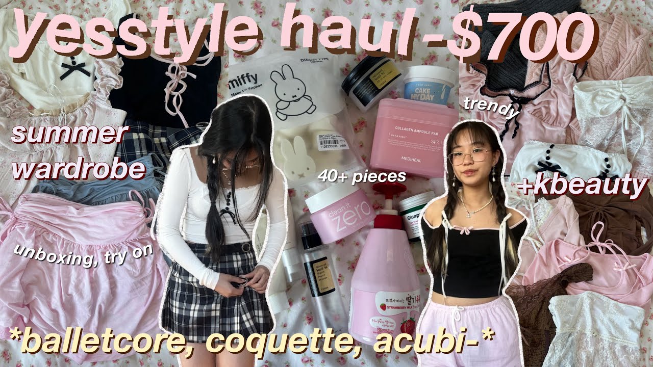 $700 HUGE YESSTYLE try-on haul 🩰 (40+ items) trendy, aesthetic clothes + kbeauty *coquette, acubi*