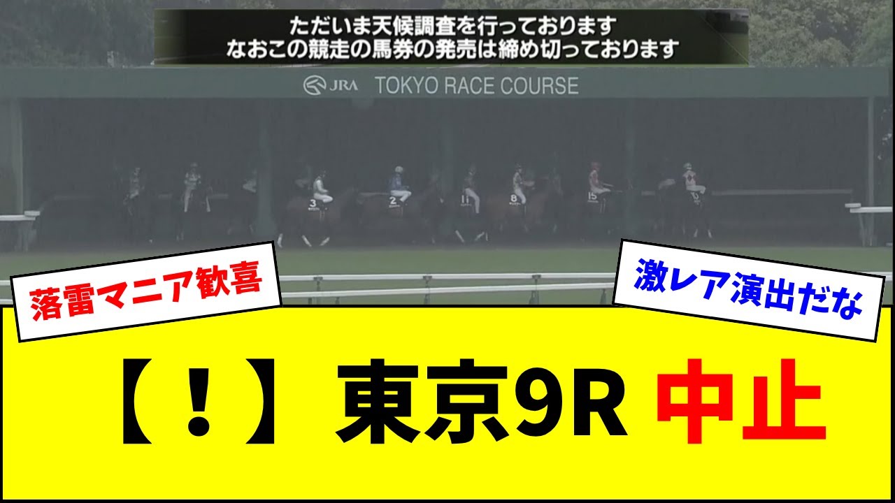【！】東京9レース、落雷の影響で中止に