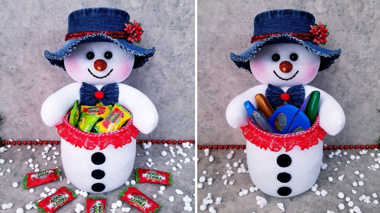 😍A Great Gift/🎉Snowman Candy Bowl and Pencil Holder