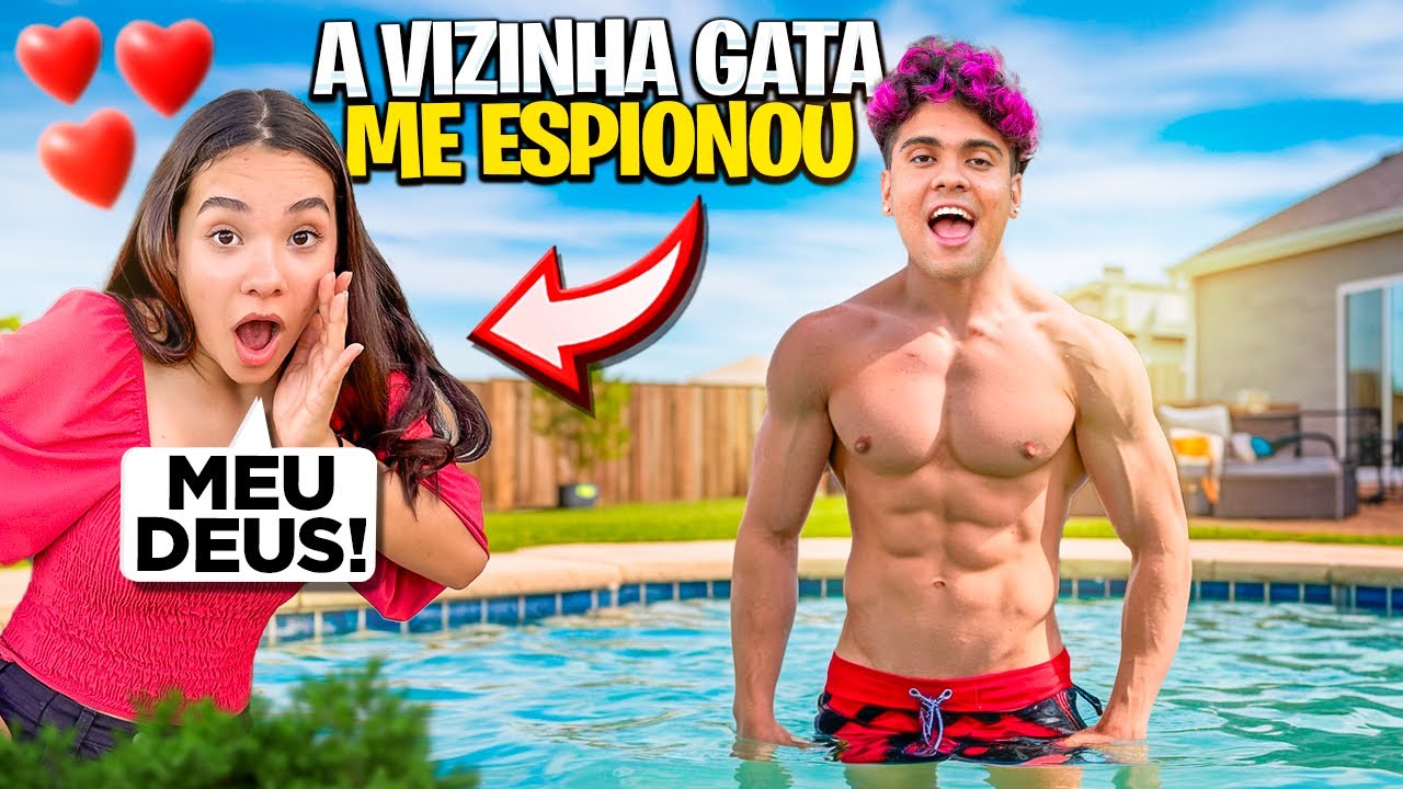 A VIZINHA GATA ME ESPIONOU NA PISCINA