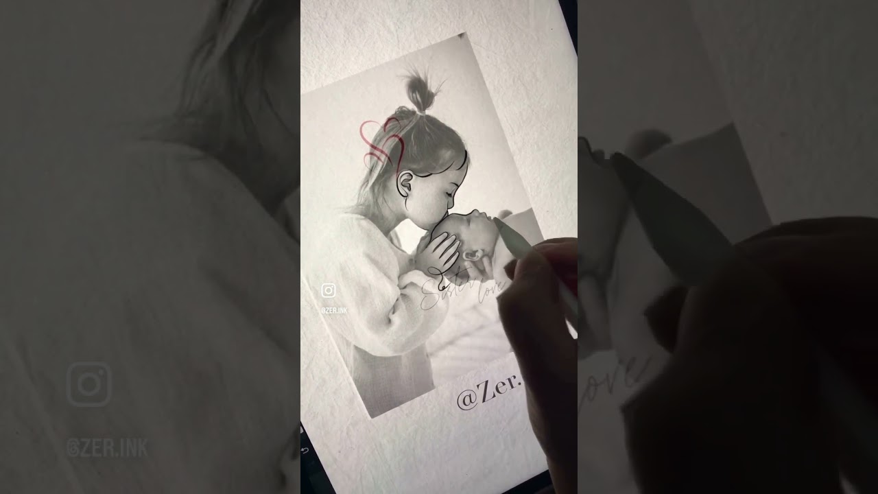 Abla sevgisi🥺 #baby #sister #love #family #ipad #tasarım #sanat