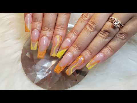 Abstract Sugar Glitter Nails | Long Square Swirl Nails | Gel X Tutorial