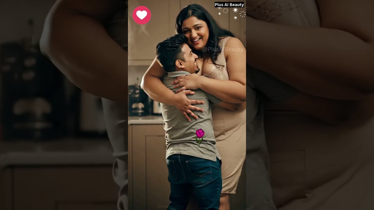Adorable Height Difference Hug | AI Beauty  💕 #shorts #ailookbook  #plussize #aiindian