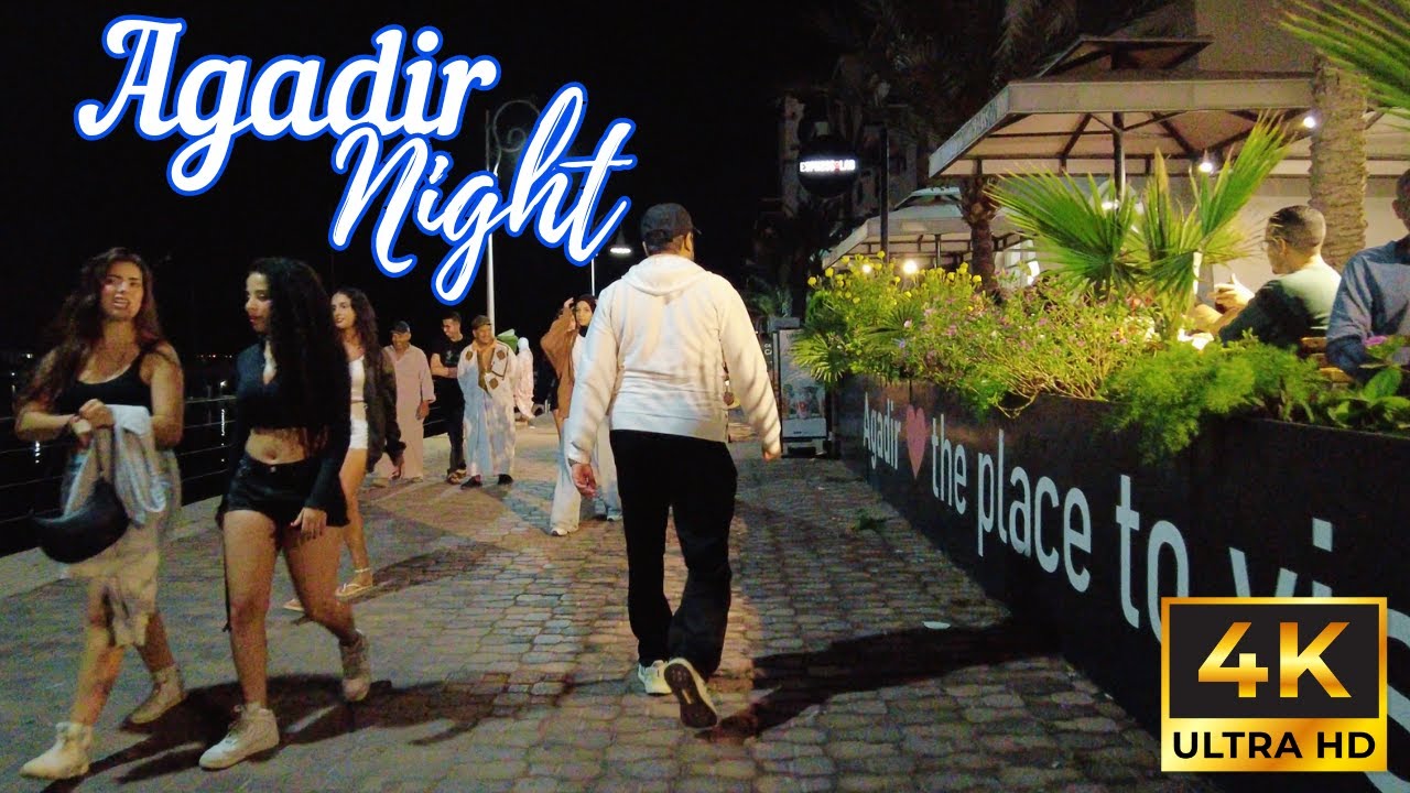 Agadir, Morocco Night Walking Tour 2024【4K, 60fps】- Corniche Agadir Beach 🇲🇦 - جولة في كورنيش أكادير