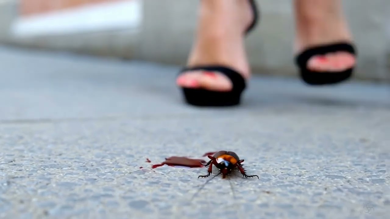 Ai cockroach crushing under sandals