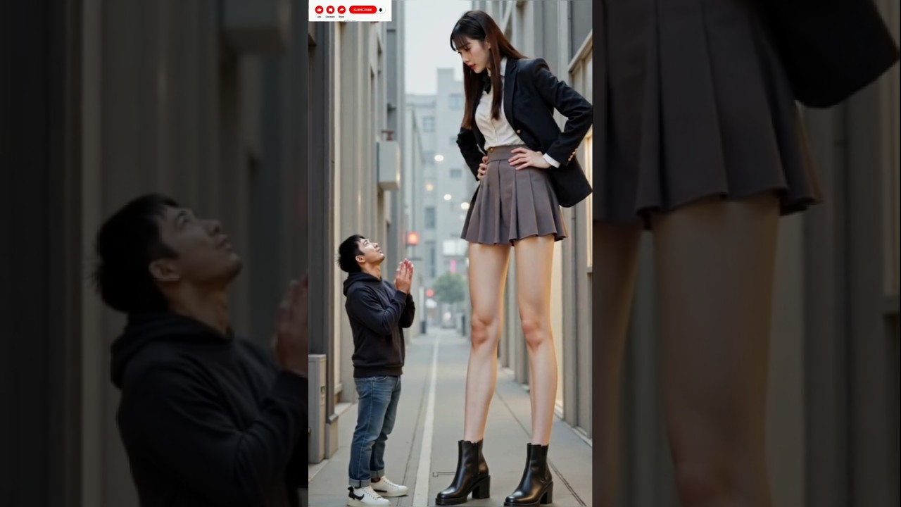 AI Mini Giantess #heightcomparison #heightdifference  #minigiantess #tallwoman #tallgirl #giantess