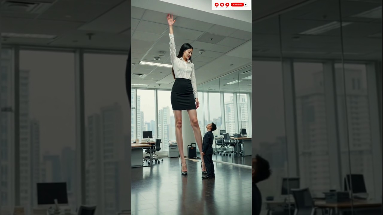 AI Mini Giantess #heightcomparison #heightdifference  #minigiantess #tallwoman #tallgirl #giantess