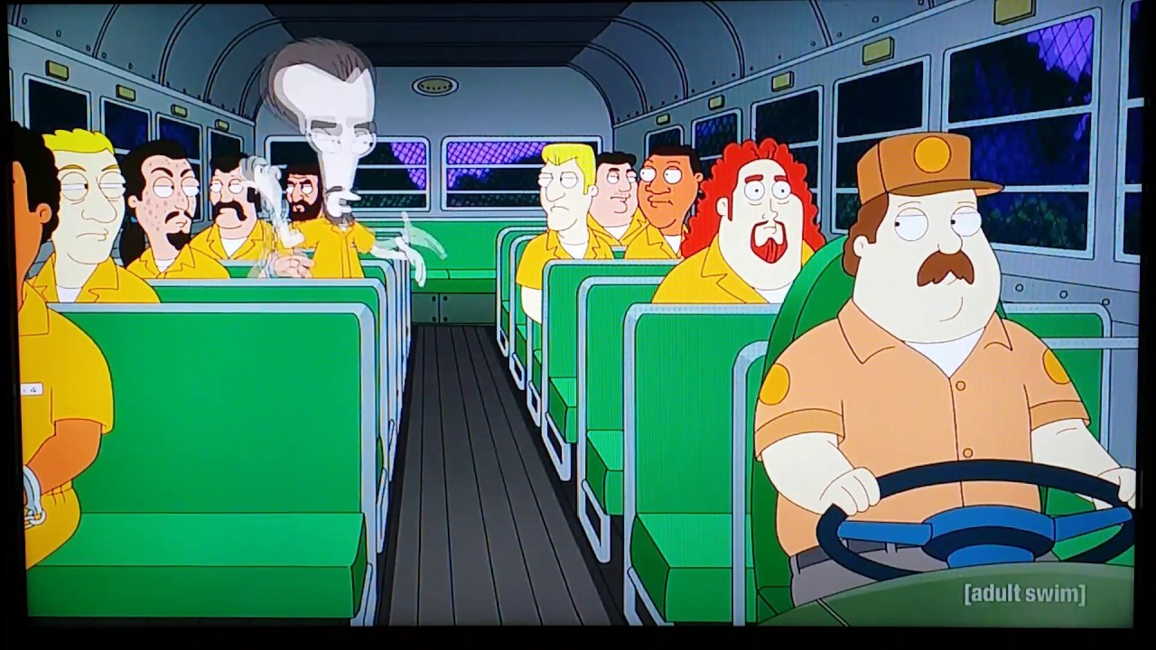 American Dad Rogers escapes from prison Bus