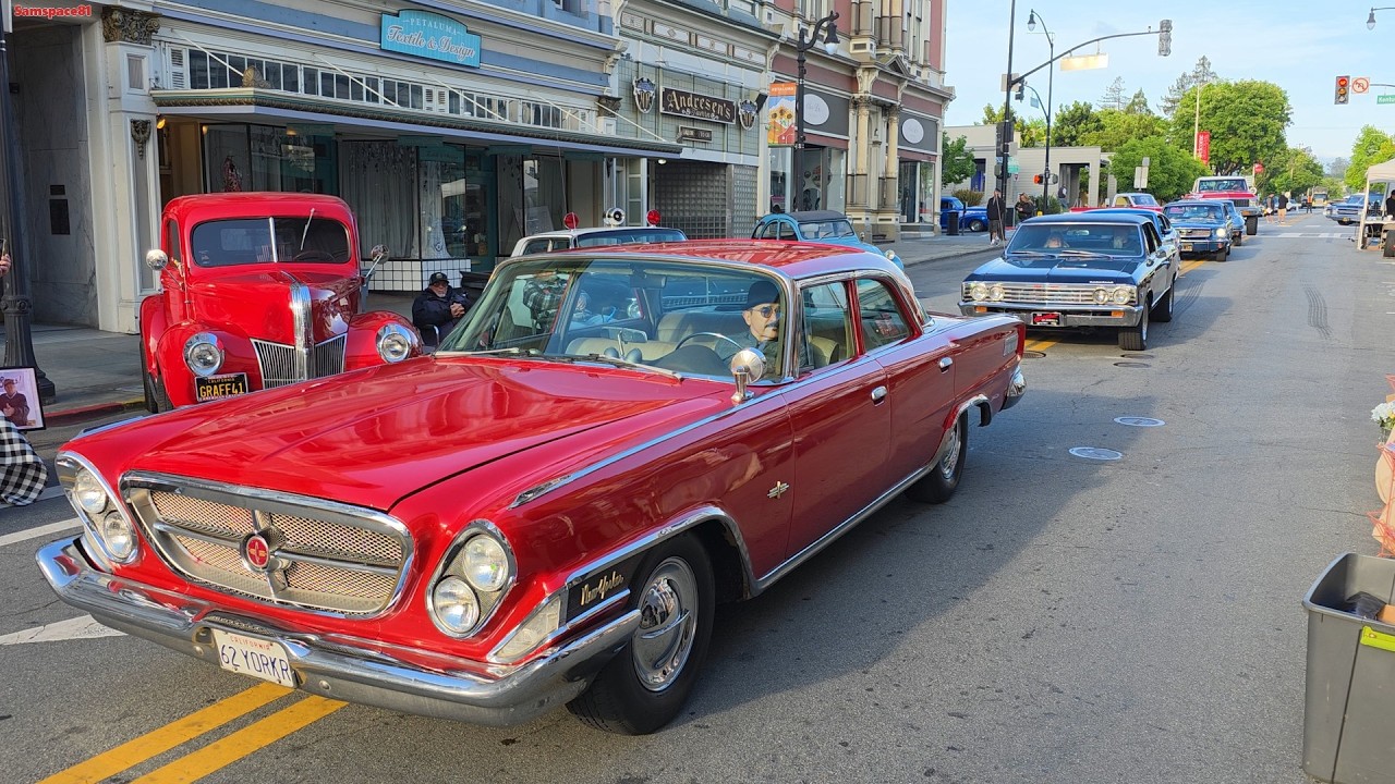 American Graffiti car show Petaluma California parade 100s of classic cars & hot rods old trucks