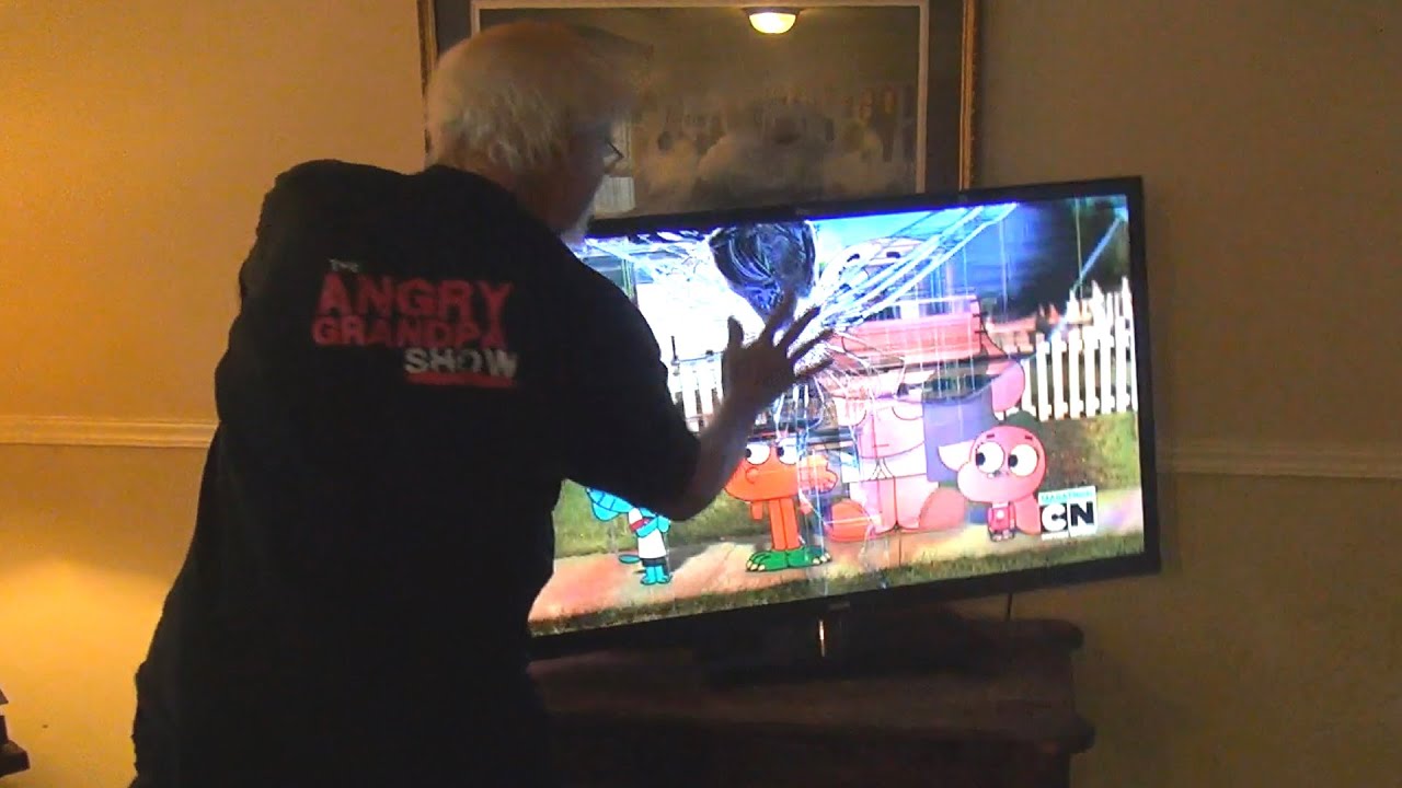 ANGRY GRANDPA SMASHES HDTV!