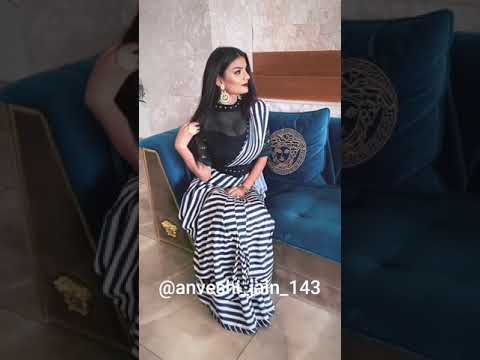 Anveshi jain hot 🔥very big boobs in black Saree #shorts