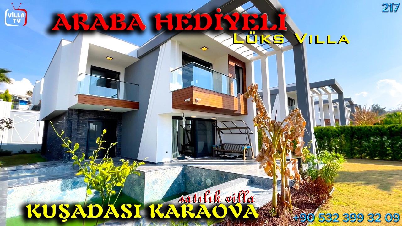 ARABA HEDİYELİ FULL EŞYALI VİLLA / Kuşadası  Satılık Villa Turu