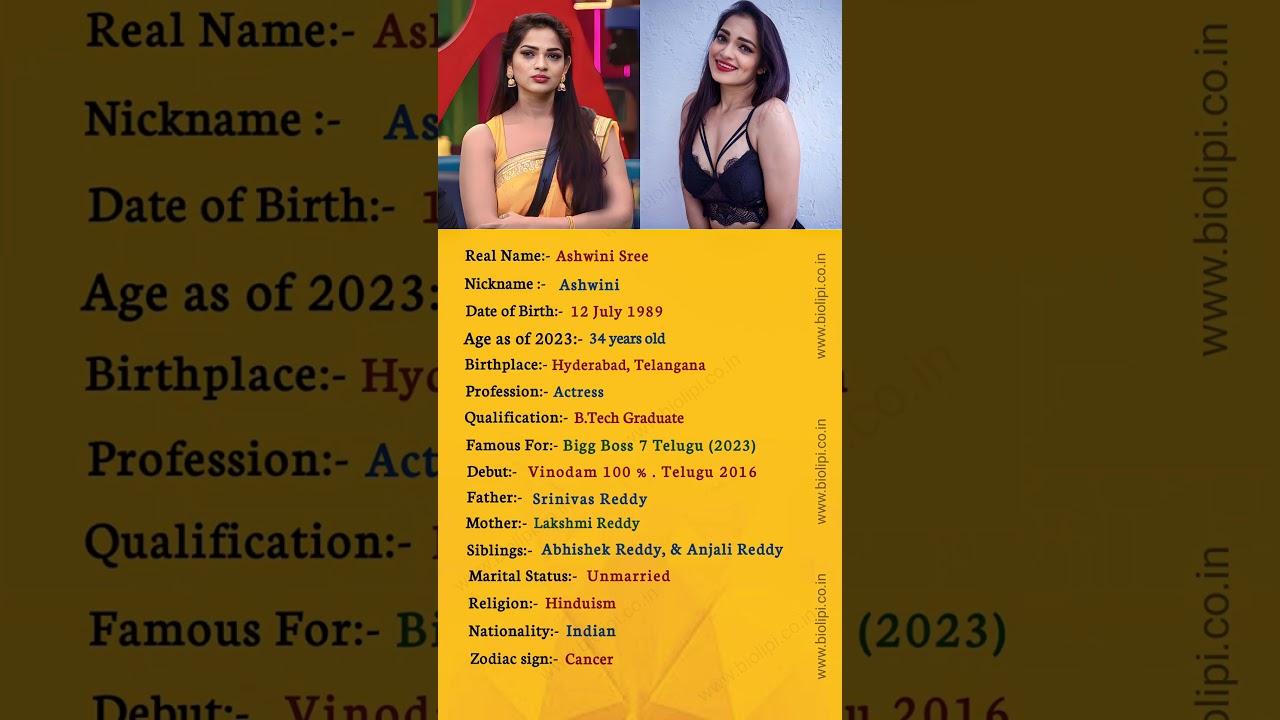 Ashwini Sree | 🔥🔥🔥 | Biography #shorts #shortvideo #viral #biolipi
