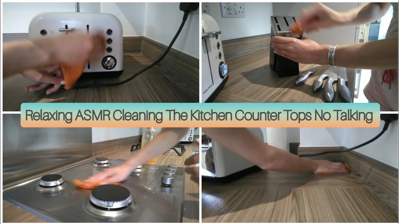 ASMR - Cleaning the Kitchen Counter Tops No Talking
