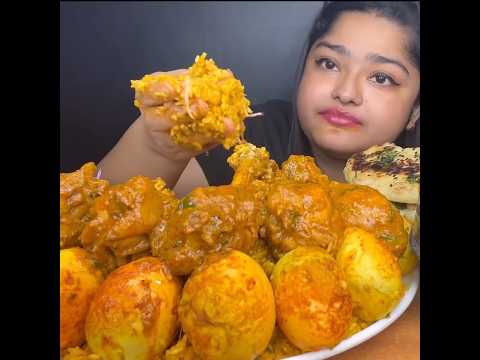 ASMR: EATING SPICY CHICKEN CURRY🔥 EGG BIRYANI || #shorts #mukbangn#asmreating #mukbangasmr #asmr