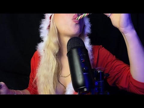 ASMR lolipop 🍭 Birazda ağız sesleri 💋Mutlu Yıllar 🎄Baston şeker