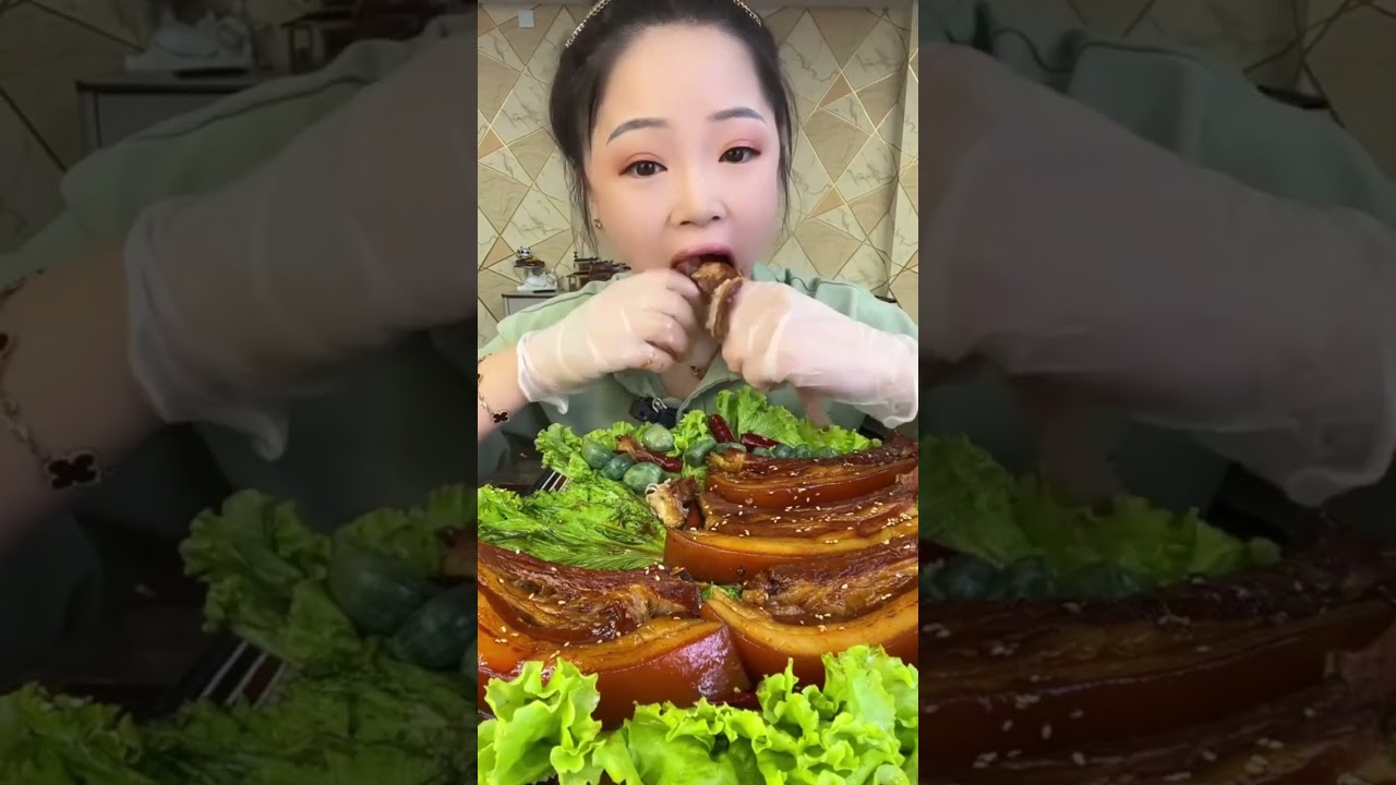 ASMR MUKBANG: Sizzling Spicy Pork Belly with Irresistible Crunch Sounds 🎧🔥🥩 #ASMRfood #mukbang