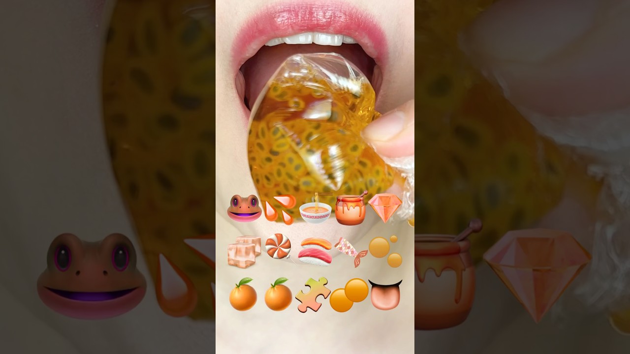 ASMR ORANGE EMOJI FOOD 주황색 이모지 먹방 (sped up)