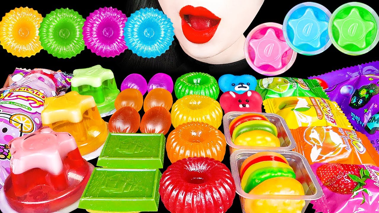 ASMR RAINBOW DESSERTS 다양한 무지개 디저트 해외 간식 먹방 FROZEN SNACK JELLY GUMMY KOHAKUTO EATING SOUNDS MUKBANG