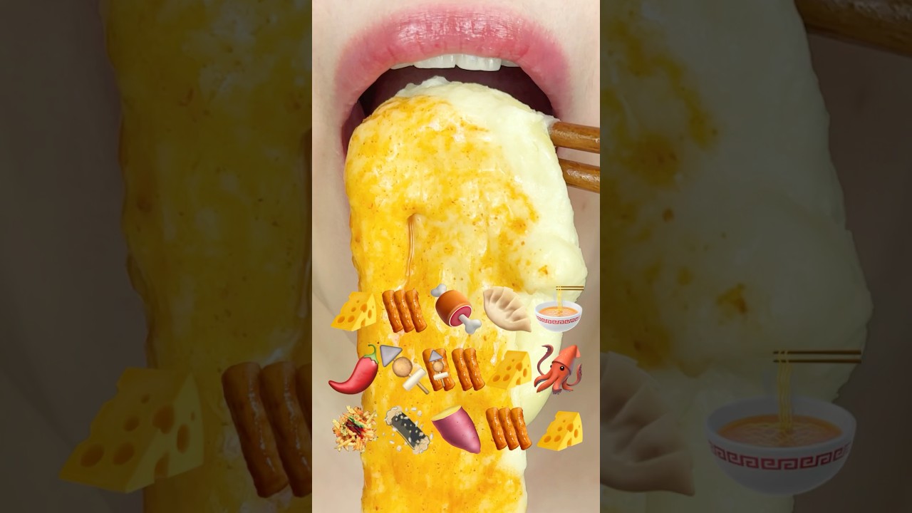 ASMR TTEOKBOKKI EMOJI FOOD MUKBANG 떡볶이 이모지 먹방 (sped up)
