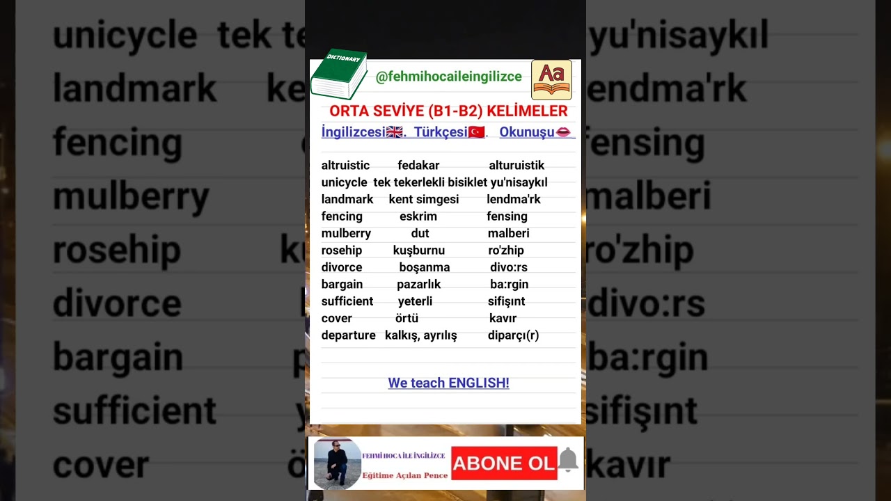 B1-B2 Orta seviye İngilizce kelimeleri😎 #shorts #ingilizceöğreniyoruz