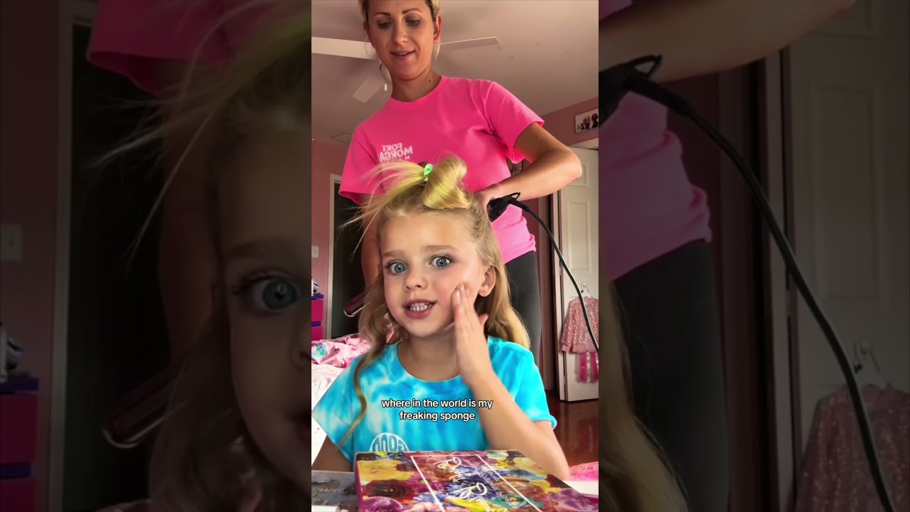 Baby girl teaches me how to do the barbie makeup 😍💕 #girls #makeup #makeuptutorial #shorts